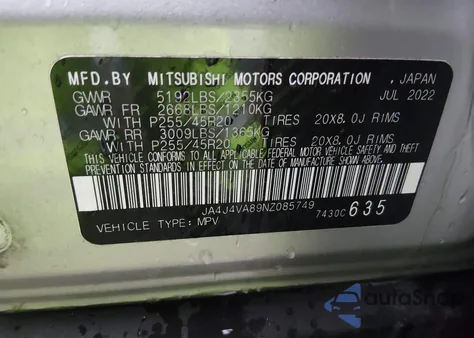 2022 Mitsubishi Outlander Sel 2.5 S-Awc/Sel Launch Edition S-Awc/Sel Special Edition S-Awc z USA, uszkodzony, nr VIN JA4J4VA89NZ085749